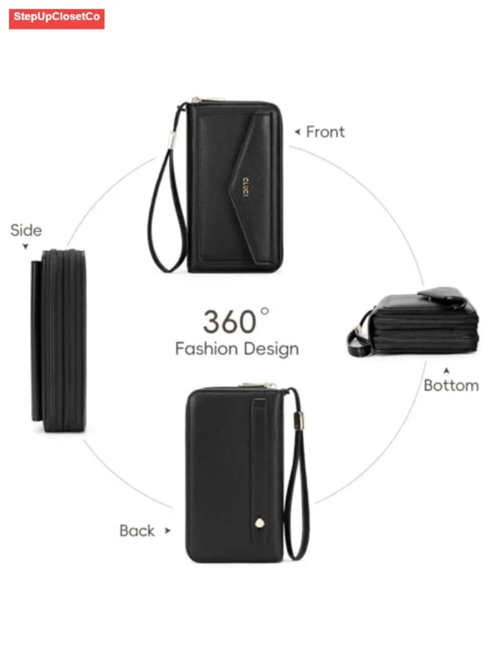 Vegan Leather Wristlet Wallet RFID Blocking Multi Credit Card Holder Ladies
